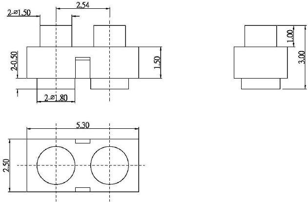 2.54mm pitch 2Pin DIP Spring Pogo Pin Connector