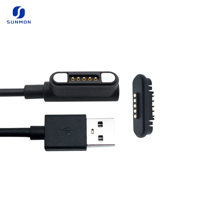5 Pin magnetic pogo pin connector with usb cable