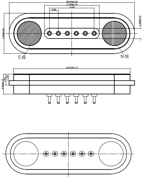 Custom 6 Pin magnetic connectors