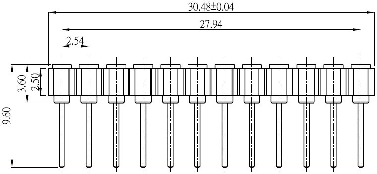 2.54mm Pitch 12Pin Pogo Pin Connectors