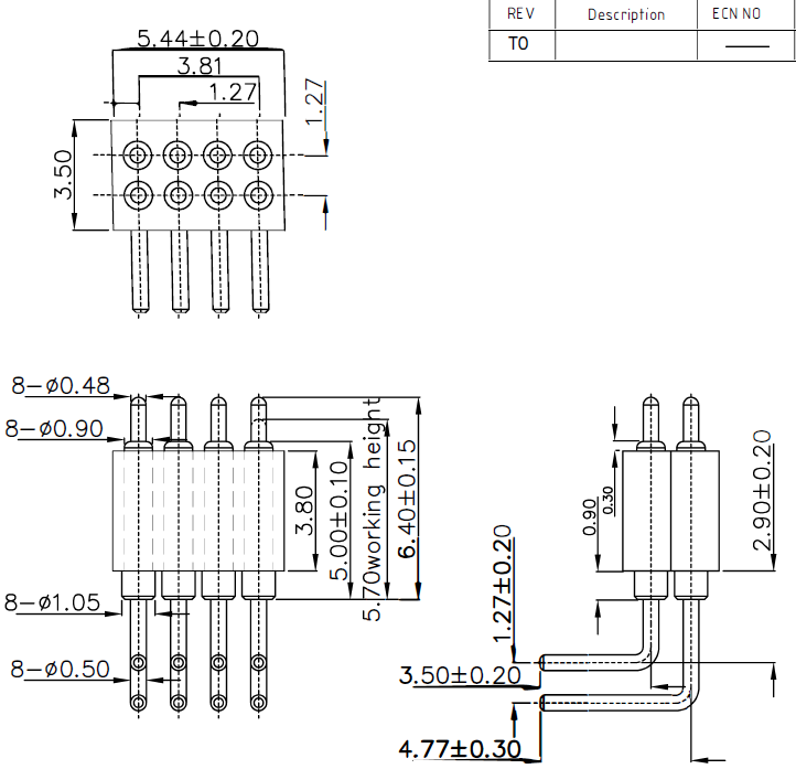 8Pin Bending Double Row Pogo Pin Connectors